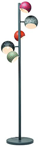 Kare Design Stehlampe Calotta Antico 5er, Rot/Grün/Schwarz/ Orange, exkl. E14 Leuchtmittel, Fünf Schirme, Retro Stehleuchte, Vintage, Wohnzimmer, Stahl Gestell, 200x40x25.5cm (H/B/T)