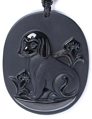 Bella Jade Chinesisches Sternzeichen, Amulett/Talisman, Anhänger, Halskette aus Obsidian-Edelstein: Horoskop, Tier/Blut, natürlich, Obsidian, Natürlich, Obsidian
