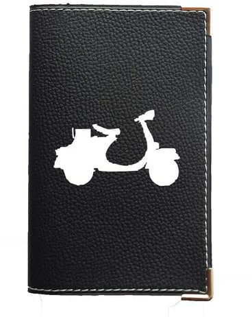 Syl'la Etui Porte Carte Grise Papier Voiture en Simili Noir personnalisé Scooter pour Homme ou Femme - Fabriqué en France