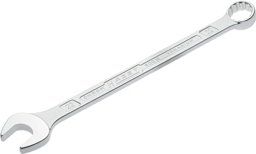 HAZET: Ring-Maulschlüssel 600N-22 verchromt | Ringschlüsselkopf 15° abgewinkelt - Abtrieb: Außen Doppel-Sechskant, Schlüsselweite: 22 mm, Schaft mit extra stabilem HAZET Doppel-T-Profil