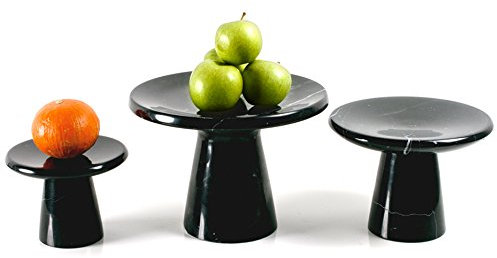 Yuchengstone Edle Design Etagere aus schwarzem Marmor als Servierplatte oder Kuchentellerfür die Festtafel oder als exklusives, Maße Durchmesse 19cm Hoch 13cm