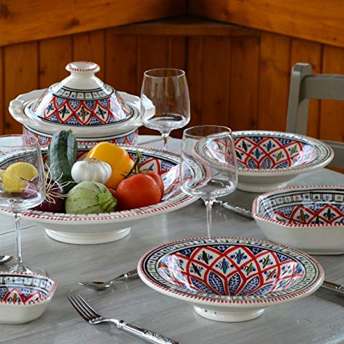 Yodeco Service à Couscous Plates for 12 People, Ceramic, Multicolored, 50 x 50 x 30 cm