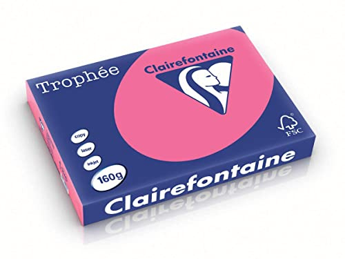 Clairefontaine 1048C - Ries mit 250 Blatt Druckerpapier / Kopierpapier Trophée, DIN A3 (29,7x42 cm), 160g, Fuchsia intensive Farbe, 1 Ries
