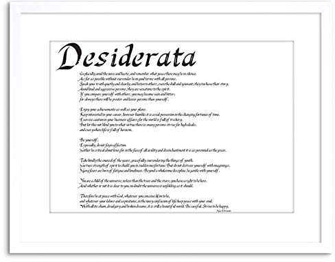 Wee Blue Coo 9x7 '' DESIDERATA PLACIDLY NOISE HASTE QUOTE EHRMANN FRAMED ART PRINT F97X271