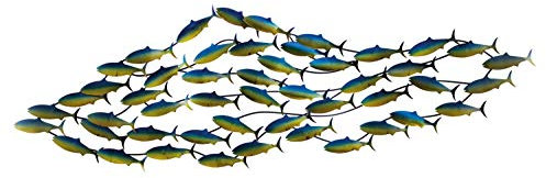 KunstLoft Wanddeko Metall | 100% HANDGEFERTIGT | 152x49x6,5cm | Wandbild Metall 'Unterwasserwelt' | Tierskulpturen | Grün Blau | Wandskulptur | Metalldeko Wand Wohnzimmer
