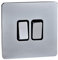 Schneider Electric Ultimate Screwless Flat Plate - Double Rocker 2 Way Light Switch, Single Pole, 16AX, GU1422BPC, Polished Chrome with Black Insert