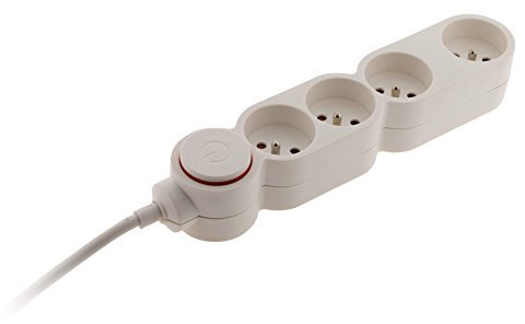 Bloc Home 4 prises 16A 2P+T avec interrupteur et fiche parafoudre - Blanc - câble HO5VV-F 3G1 1,5m
