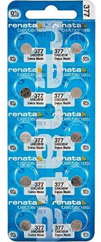 Renata 377 SR66 Batteria per orologio, a singola cella, in ossido d'argento, da 1,55 V, da 28 mAh, con parte superiore piatta, da 6,8 mm, 1
