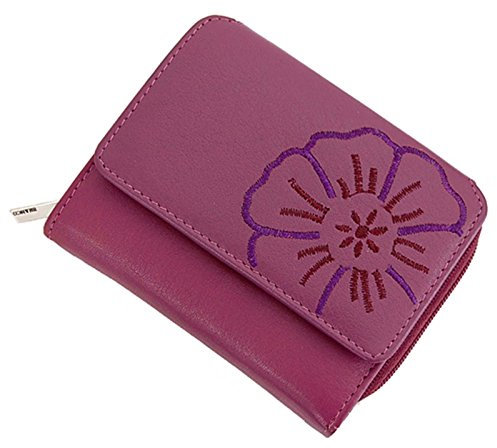 Leder Geldbörse Portemonnaie Geldbeutel Damenbörse (Berry)
