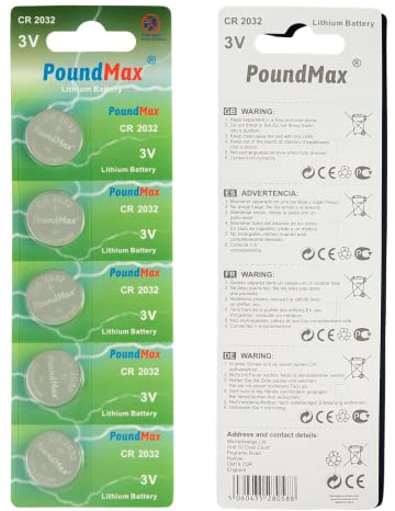 25 x PoundMax CR2032 Lithium Battery, Package of 5 (5 Packs 25 Batteries)
