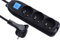 Electraline 32050 - Regleta con 3 tomas, interruptor y enchufe plano, 1,5 m, color negro