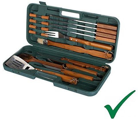 PRAKTISCHES Edelstahl GRILLBESTECK Set GRILLKOFFER BBQ Set Grillset Grill Besteck Zubehör 18 TLG.