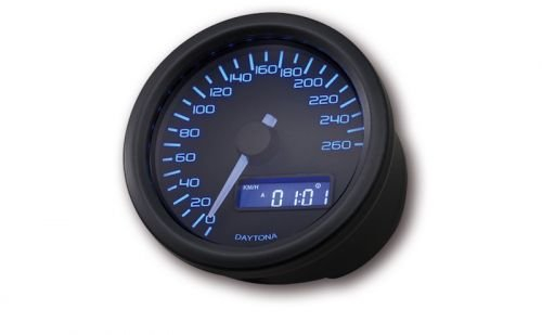 60mm Digital Tacho bis 260 km/h ECE-R10 geprüft Motorrad Universal Schwarz