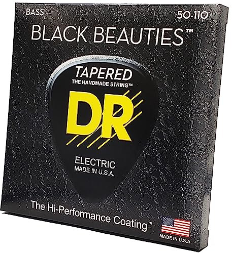 DR Strings Black Beauties Cordes pour guitare basse, revêtement noir, 50-110 (BKBT-50)