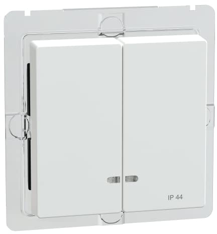 Schneider Electric Merten Doppelwippe mit Kontrollfenster, MEG3424-0325 | IP44, System M, aktivweiss glänzend
