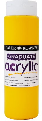 Daler-Rowney Graduate Acrylic Paint, Plastic Bottle, 16.91oz - 500 ml, Cadmium Yellow Deep Hue