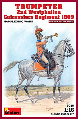Miniart 1:16 Scale Trumpeter 2nd Westphalian Cuirassiers Regiment 1813 Plastic Model Kit, 29 x 19 x 5.5 centimetres, Earth Tones