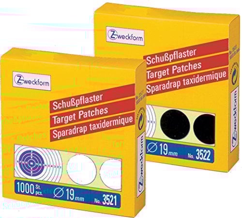 2000er Pack Avery Zweckform Schusspflaster [1000 schwarz + 1000 weiß] Ø 19 mm, vorgedruckt, 2 Rollen/2.000 Etiketten