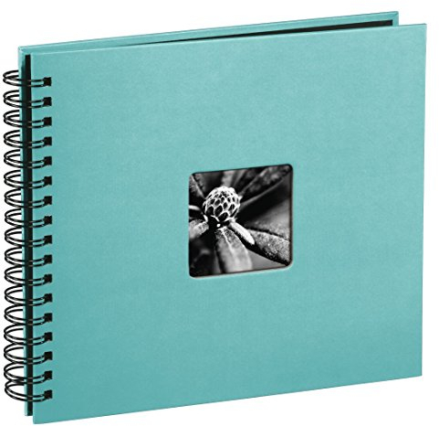Hama Fotoalbum 28x24 cm (Spiral-Album mit 50 schwarzen Seiten, Fotobuch mit Pergamin-Trennblättern, Album zum Einkleben und Selbstgestalten) türkis