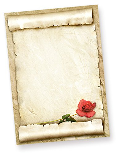 Tatmotive ROTE ROSE Briefpapier (250 Blatt) Schönes Liebesbrief-Motivpapier