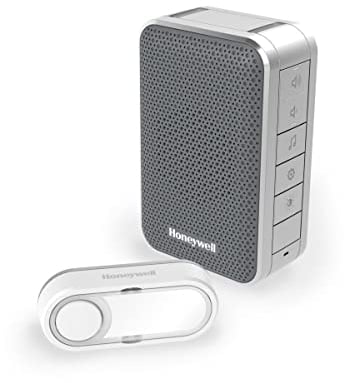 Honeywell Home Funk-Gong-Set 6 Töne 84dB LED-Blitz Lautstärkeregler, 150 m, Silber, Grau, DC313SG