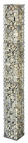 bellissa Gabionen-Steinsäule eckig - 95541 - Dekorative Gabionensäule für den Außenbereich - 20 x 20 x 175 cm