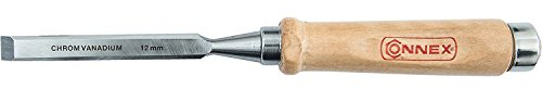 Connex COX861012 Stechbeitel mit Ulmer Heft aus Weißbuche und Chrom-Vanadium-Klinge mit Seitenfase, Breite 12 mm