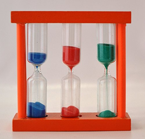 teeuhr/sablier pour thé 5 minutes de préparation, Orange, bois/verre, 1–3