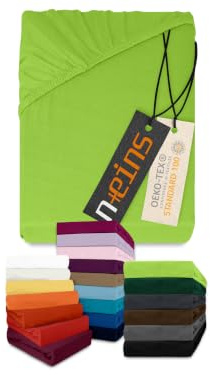 npluseins Jersey Spannbetttuch 100% Baumwolle, 120x200 cm, Apfelgrün | Öko-Tex Standard 100, hautfreundlich, atmungsaktiv, elastischer Rundumgummi, faltenfreier Sitz, formstabil, strapazierfähig