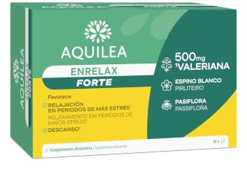 Aquilea EnRelax Forte | 30 Comprimidos | Relajante | Con Valeriana 500 mg, Pasiflora y Espino Blanco | Favorece la Relajación y el Bienestar en Periodos de Estrés Ocasional