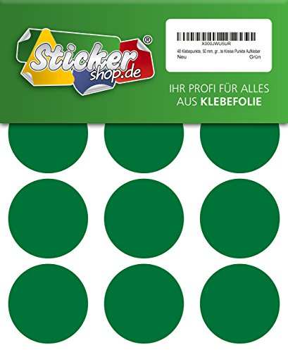 48 Klebepunkte, 50 mm, grün, aus PVC Folie, wetterfest, Markierungspunkte Kreise Punkte Aufkleber