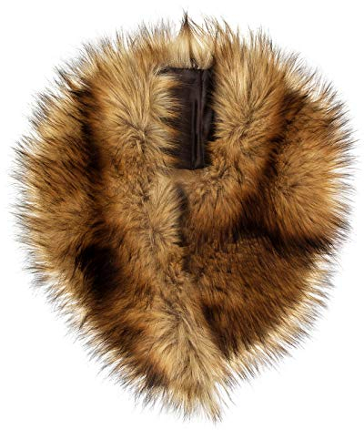 Futrzane Classic Kragen - Fake Fur Pelzkragen Damen - Kunstfell Kunstpelz Stola (Bernstein Classic)