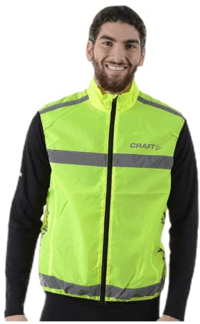 Craft Windweste Visibility Vest (Gr.S-XXL), Warnweste Unisex mit Reißverschluss, Fahrradweste, Laufweste, Reflektierend, L