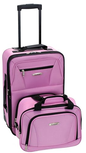 Rockland Fashion Softside 2 Piece Luggage Set, Expandable, (14 Tote/19 Upright), Pink