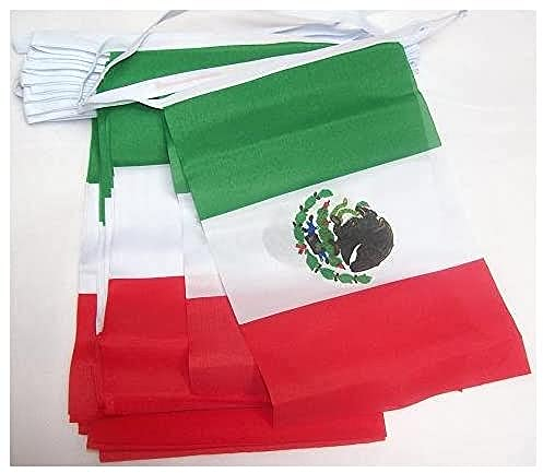 AZ FLAG - Guirlande Drapeau Mexique - 4 Mètres Avec 20 Petits Drapeaux Mexicain De 15x10 cm - Fanion 100% Polyester - 40g