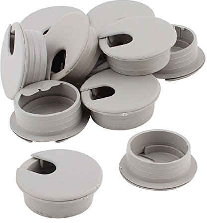 sourcing map 12 Pack Computer Schreibtisch Tisch Tülle, 35mm Kunststoff Kabeltülle Organizer Kabelloch Abdeckung Tülle, Grau