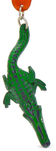 MONKIMAU Schlüsselanhänger Aligator Zoo Figur aus Leder Deko Taschenanhänger Tier-Anhänger