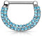 Piercingfaktor Intimpiercing Brustpiercing Clicker Ring mit Kristallen Silber/Aqua - 1,6mm