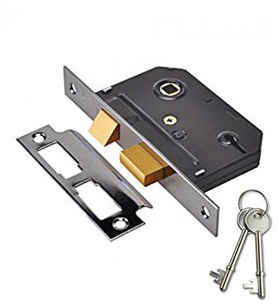 Yale YES-DL-CH-64 Essentials 3 Lever Mortice Deadlock, 2.5 Inch/64 mm, Chrome Finish, Suitable for Internal Doors Use