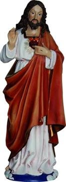Heiligenfigur Jesus Christus mit Herz, Höhe 28cm, handbemalen