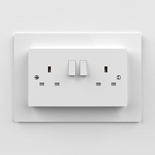Expression Products Double Light Switch or Plug Socket Back Plate Finger Surround Panel White (8 ColoursAvailable) - Free Trolley Token Material Sample Included per Shipment