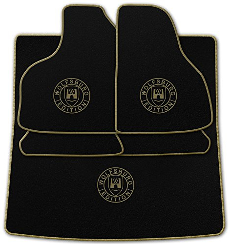 Passgenaue Fußmatten aus schwarz-Nadelfilz (Q100) mit Print WOB Rand und Druck Farben kann gewählt werden