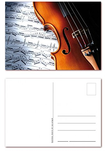 12 Stück Postkarten Musik Geige Noten Ansichtskarten im DIN A6 Format (PKT-140)