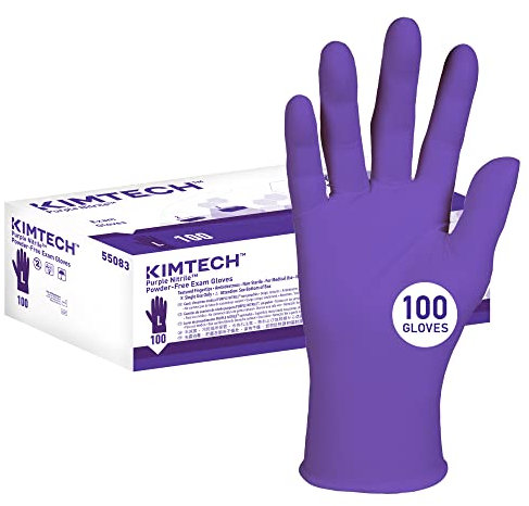Kimberly-Clark Professional 55083 PURPLE NITRILE Exam Gloves, 242 mm Length, Large, Purple (Box of 100)
