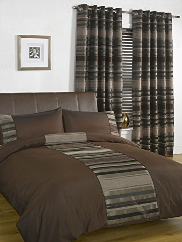 Rapport Home New York Chenille Stripe Black Double Duvet Cover Set