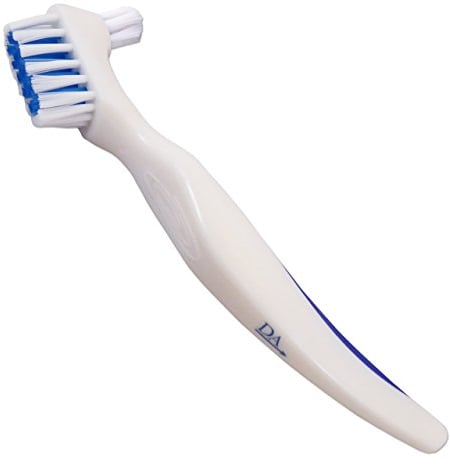 1 x weiße Prothesenbürste – leicht zu greifen, Kopf mit Doppelborsten