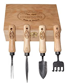DeWit Bonsai Tool Kit in Wooden Box – Precision Hand Tools for Bonsai & Miniature Gardening, Tempered Boron Steel with Ash Hardwood Handles