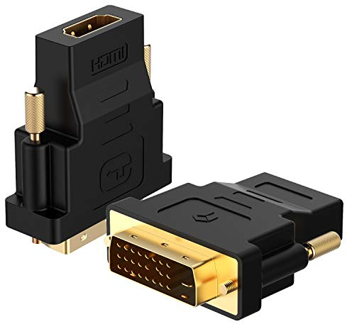 Rankie DVI auf HDMI Adapter, Vergoldet 1080P HDTV Konverter, 2 Stück, Schwarz
