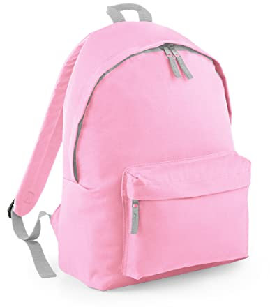 BagBase BG125J Junior Fashion Backpack - Classic Pink/Light Grey