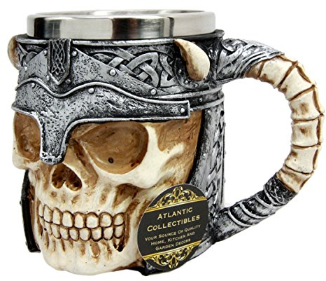 Guerrier casque Tête de mort Chope à bière Chope crânes gothique Decor Cadeau 368,5 gram